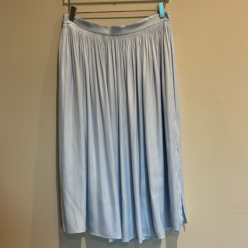 And Taylor Flowy Coastal sky blue full Satin Skirt 10